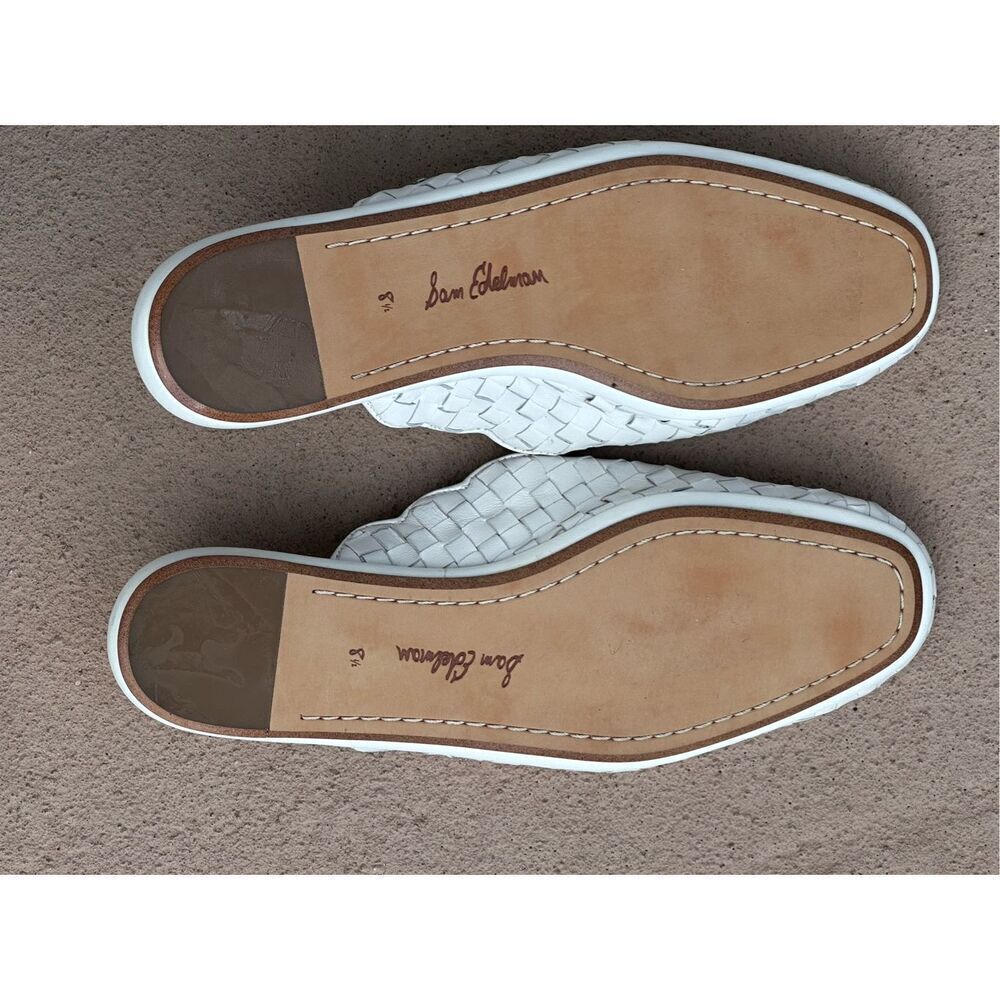 Sam Edelman Katy White Woven Leather Slide Mules Shoes Size 8.5 - Picture 2 of 5
